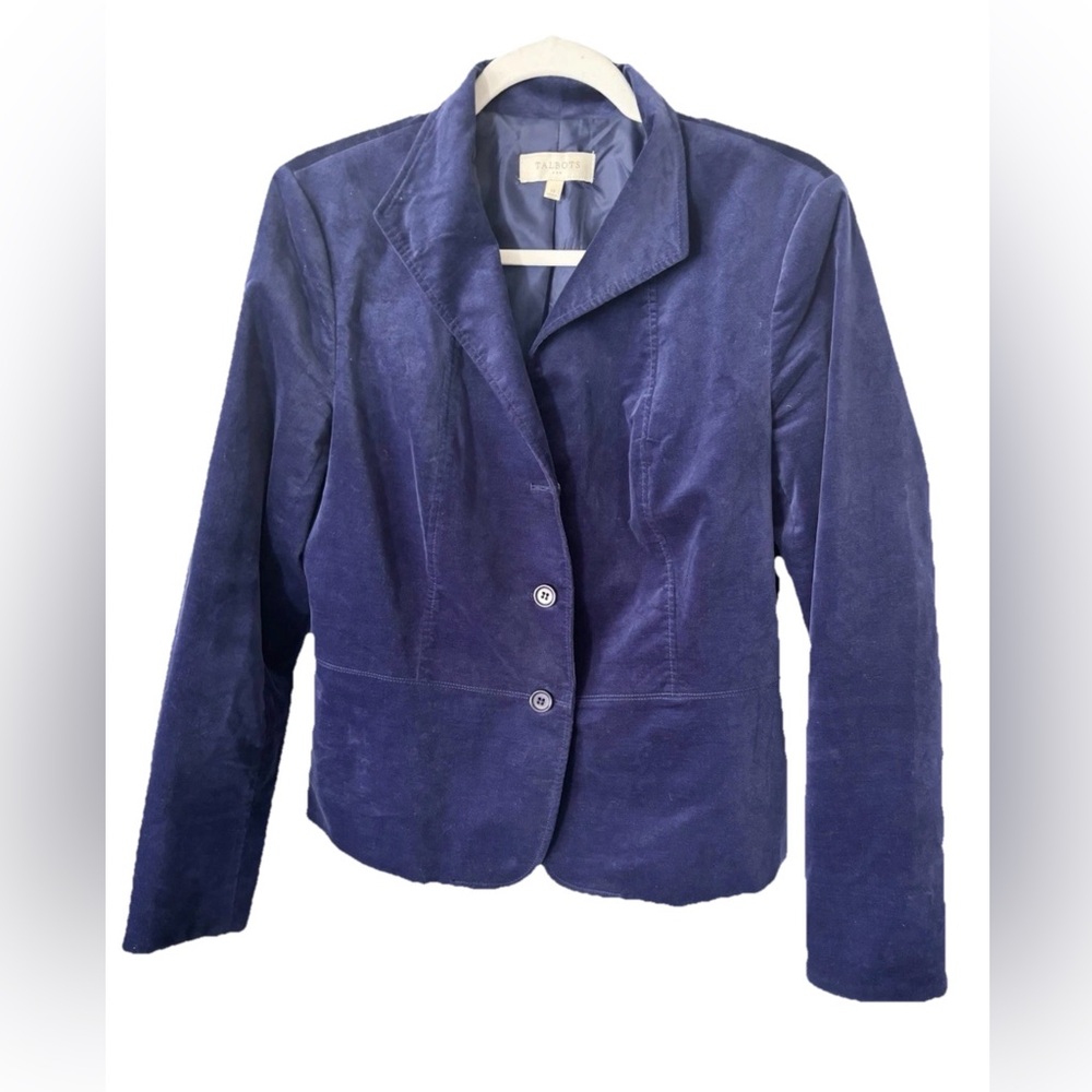 Talbots Deep Blue Velvet Blazer size 12